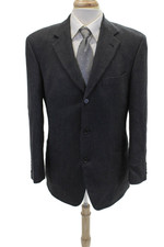 Hugo Boss Mens Wool Notch Collar Long Sleeve Button Up Suit Jacket Gray Size 40R