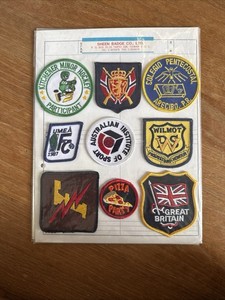 Vintage Embroidered Patch Lot of 9 Souvenir Club Sports Taiwan Sample Sheet