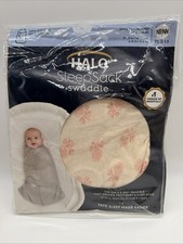 HALO SleepSack Swaddle 3-Way Adjustable 100 Cotton Rose Toss Blush Sz NB 0-3mos