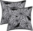 NEW Set of 2 BLEUM CADE Gothic Pillow Covers 18x18 Inch Spiders Decor Spooky