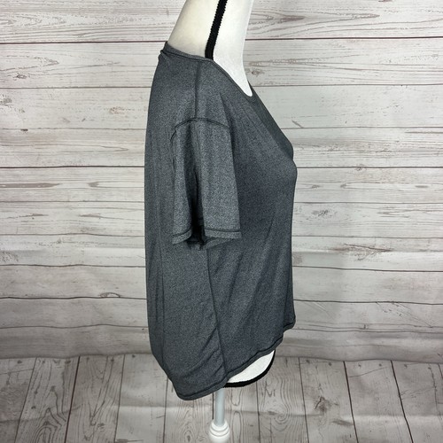 Lululemon Fall in Place Kurzarm Top Größe 8 meliert schwarz/weiß High-Low - Bild 5 von 9