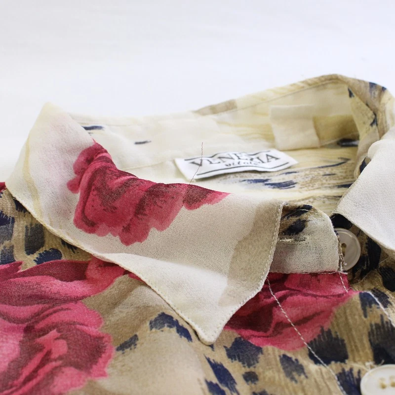Vintage Venezia Vitale Estampado Rosa y Cheeta Transparente Abotonado Para Mujer Talla 26W Foto 4 de 4
