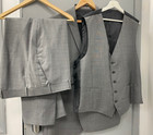 ALEXANDRE OF ENGLAND GREY WOOL 3 PIECE SUIT SIZE 48" CHEST. 46" Waist trousers