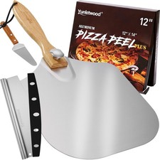 Yunletwood Pizza Peel 12-Inch Aluminum Pizza Paddle & Spatula Pizza Cutter