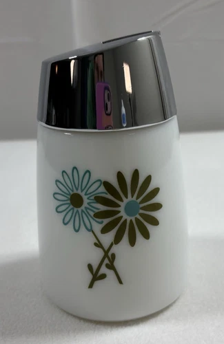 Vintage Corelle Corning Milk Glass Flip top Sugar Chrome Lid New