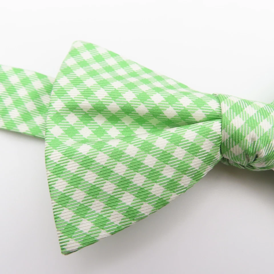 Tommy Hilfiger Pajarita Verde Blanco Cuadros 2.5" Ancho Pre Corbata Seda Esmoquin Foto 2 de 4