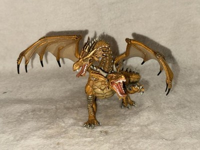 Papo Action Figure Fire Breathing Golden Two headed Hydra Dragon 2005 *NO FIRE*