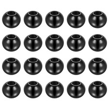 20pcs Beads 10mm Stainless Steel 4mm Hole Dia Bead for DIY Crafts Black