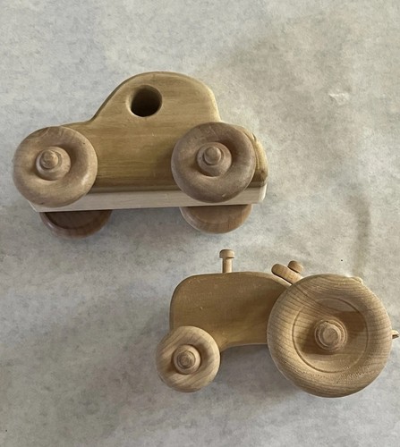 Giocattolo in legno intagliato stile Montessori giocattoli auto e trattore