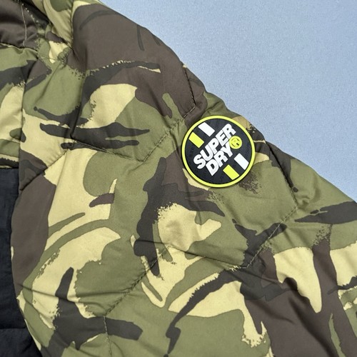 Superdry Hex Quilted Camo Puffer Jacket Men's 2XL Para Military Hooded Green - Picture 5 of 20