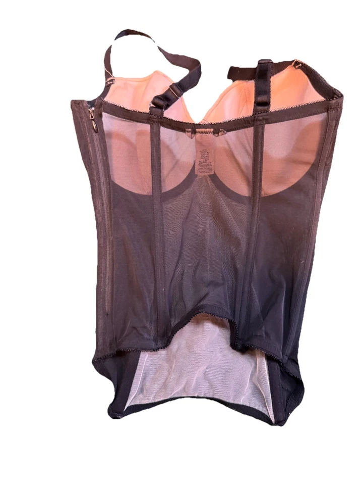 Victoria’s Secret Corsé de Encaje Negro Bustier 34DDD Malla Transparente Lencería Top Cremallera Foto 3 de 4