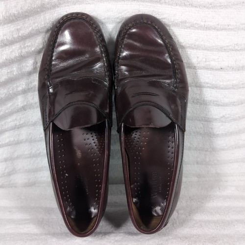 GH Bass Weejuns Logan Leather Penny Loafers Mens Sz 9 D Wine Burgundy Preppy - Picture 5 of 9