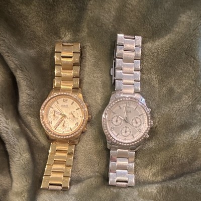 GUESS Waterpro  Lot of 2 Quartz Analog 100m SS Bracelet Gold/Silver