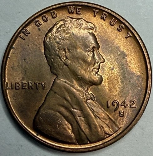 1942 S Uncirculated Lincoln Wheat Cent Exact Coin Imaged #LWC1500