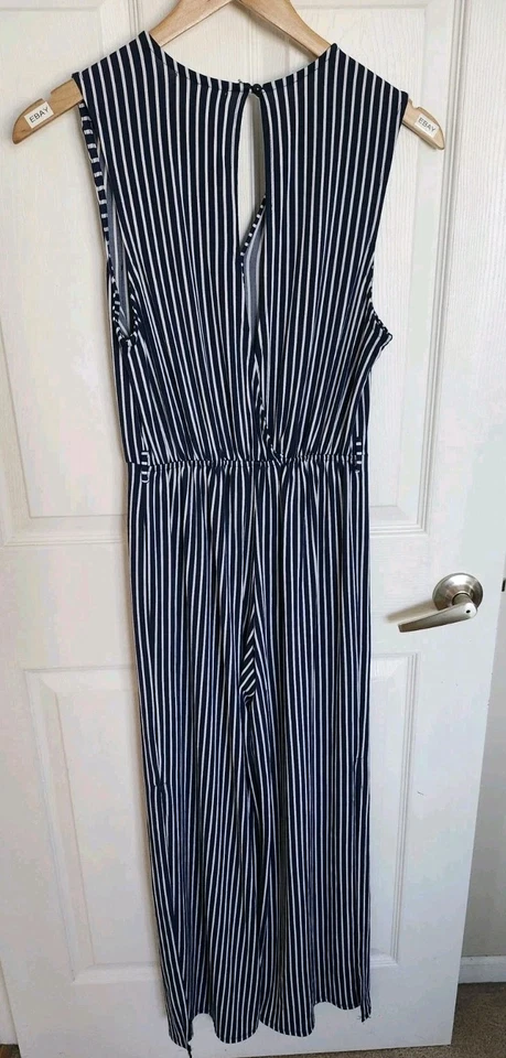 Mono para mujer Monteau Los Angeles azul marino blanco a rayas sin mangas M nuevo sin etiquetas Foto 3 de 4