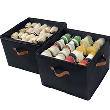 Shoe Organizer Box 2 Pack, Shoe Storage Organizer with Clear Cover, Adjustabl...