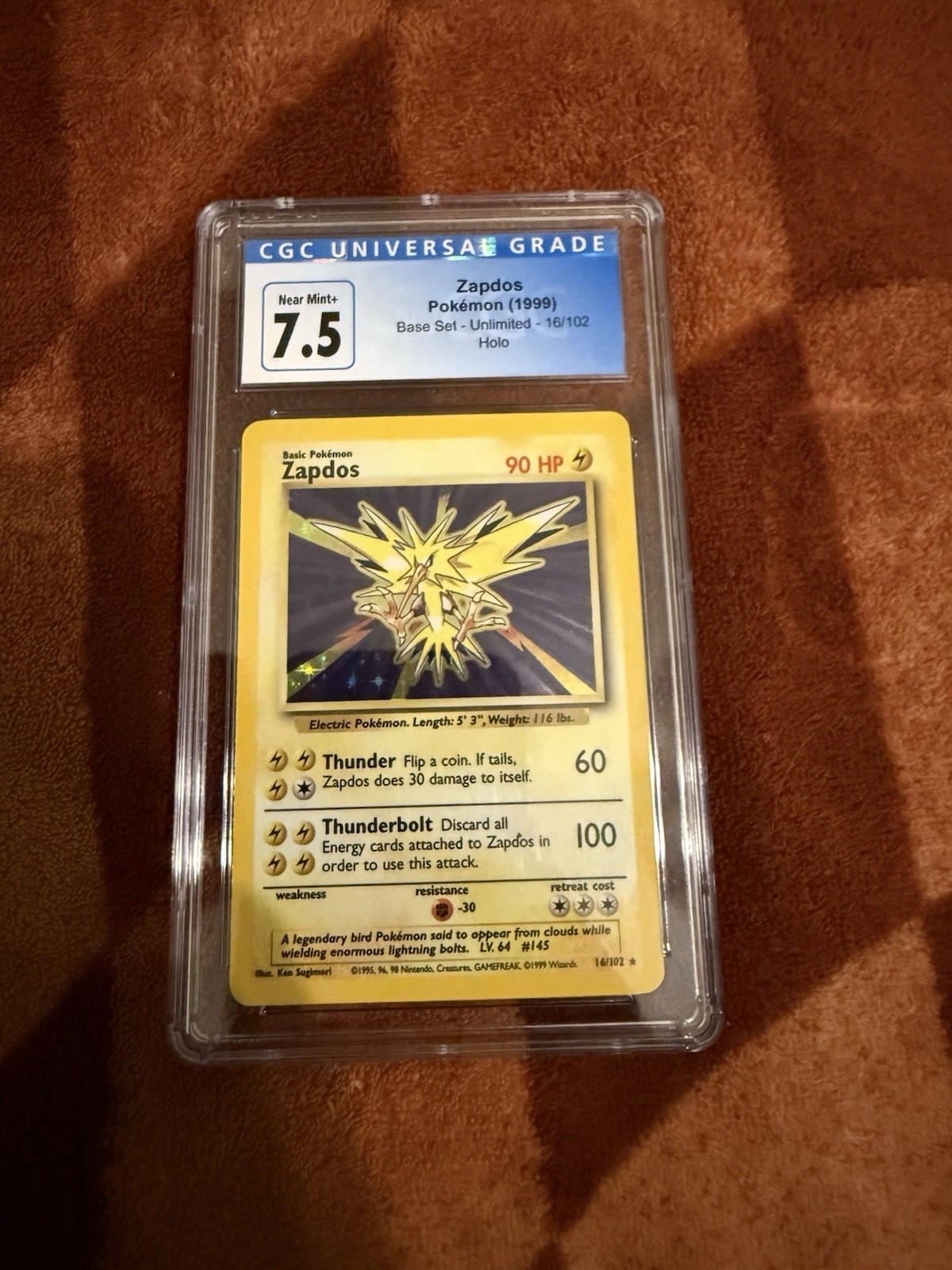 CGC 7.5 Zapdos 1999 Base Set 16/102 Holo Pokemon Card