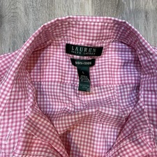 Ralph Lauren Pink Gingham Button Up Blouse