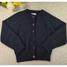 Julius Berger Vintage 80s Navy Blue Knit Acrylic Cardigan Preppy Sweater 4T USA