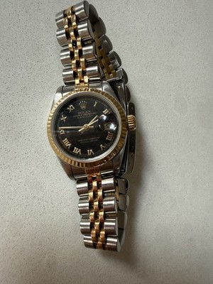 Rolex Datejust Two Tone Jubilee Black Dial 26mm Watch Roman Numerals
