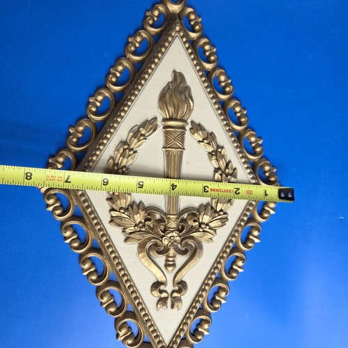 2 Vintage Homco Home Interiors HOLLYWOOD REGENCY Diamond Wall Plaques 7.5”x13" - Picture 3 of 6