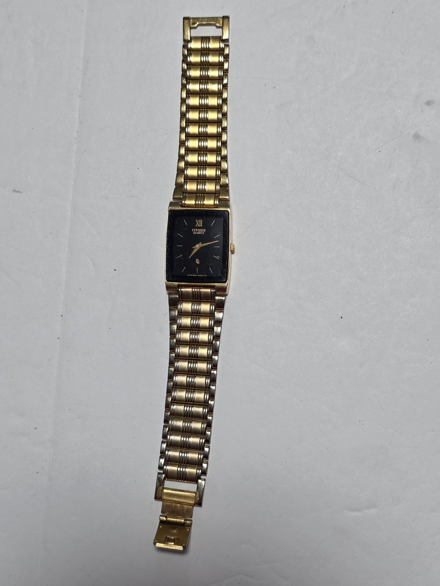 Vintage CITIZEN CQ Quartz Men's Gold Tone Watch Rectangle Tank