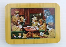 Hoyle Dogs Playing Poker Set of 2 Cards Deck w/ Tin Case His Station & Four Aces