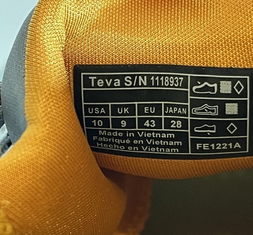 Men’s Teva Gateway Swift Trail Hiking Sneakers, Size 10, Gray/Yellow - Picture 5 of 6