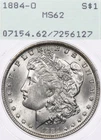 1884-O $1 PCGS MS62 OGH Rattler Morgan Silver Dollar Old Green Holder UNC