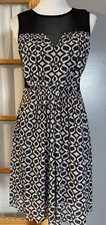 Weston Wear Anthropologie Mesh Dress Women’s Sz M Abstract Black Ivory USA Made