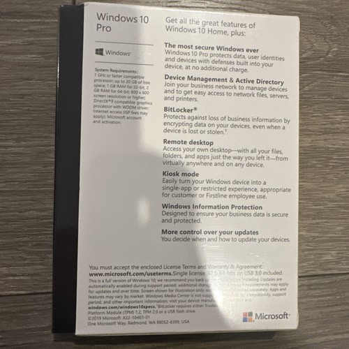 Windows 10 Pro includes USB Flash Drive and Product Key - New Sealed - Picture 3 of 10