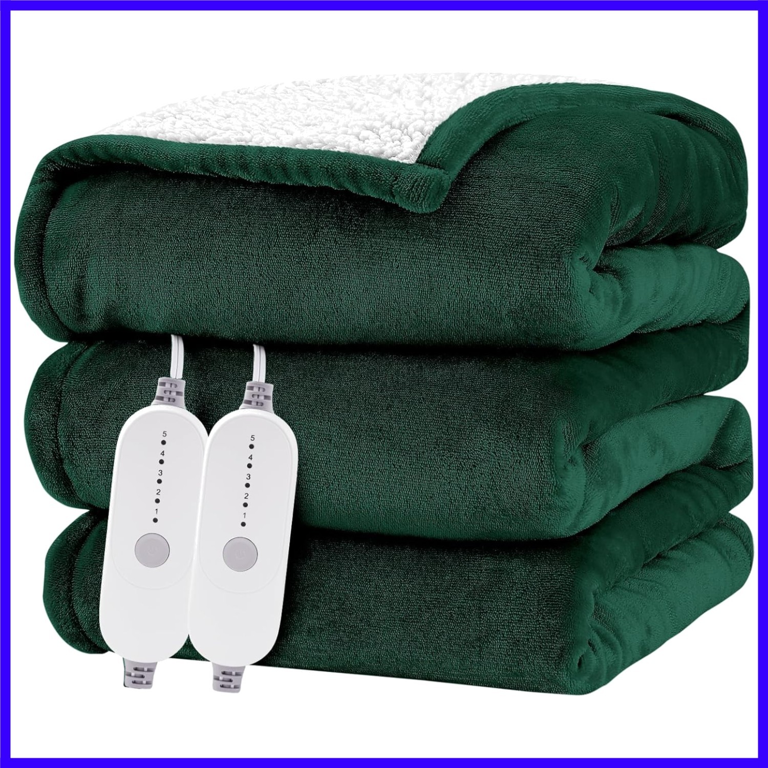 Heated Electric Blanket Queen 84"x90" Soft Fleece & Flannel with 5 Heating Le...