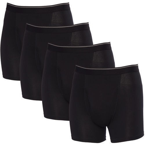 Paquete de 4 calzoncillos boxer Kirkland Signature de algodón Pima para hombre | negros | talla mediana. - Imagen 1 de 4