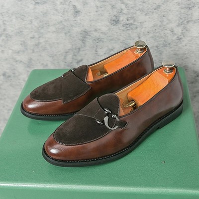 Men's Handmade Leather Loafers Outdoor Business Slip on Driving Flats Shoes