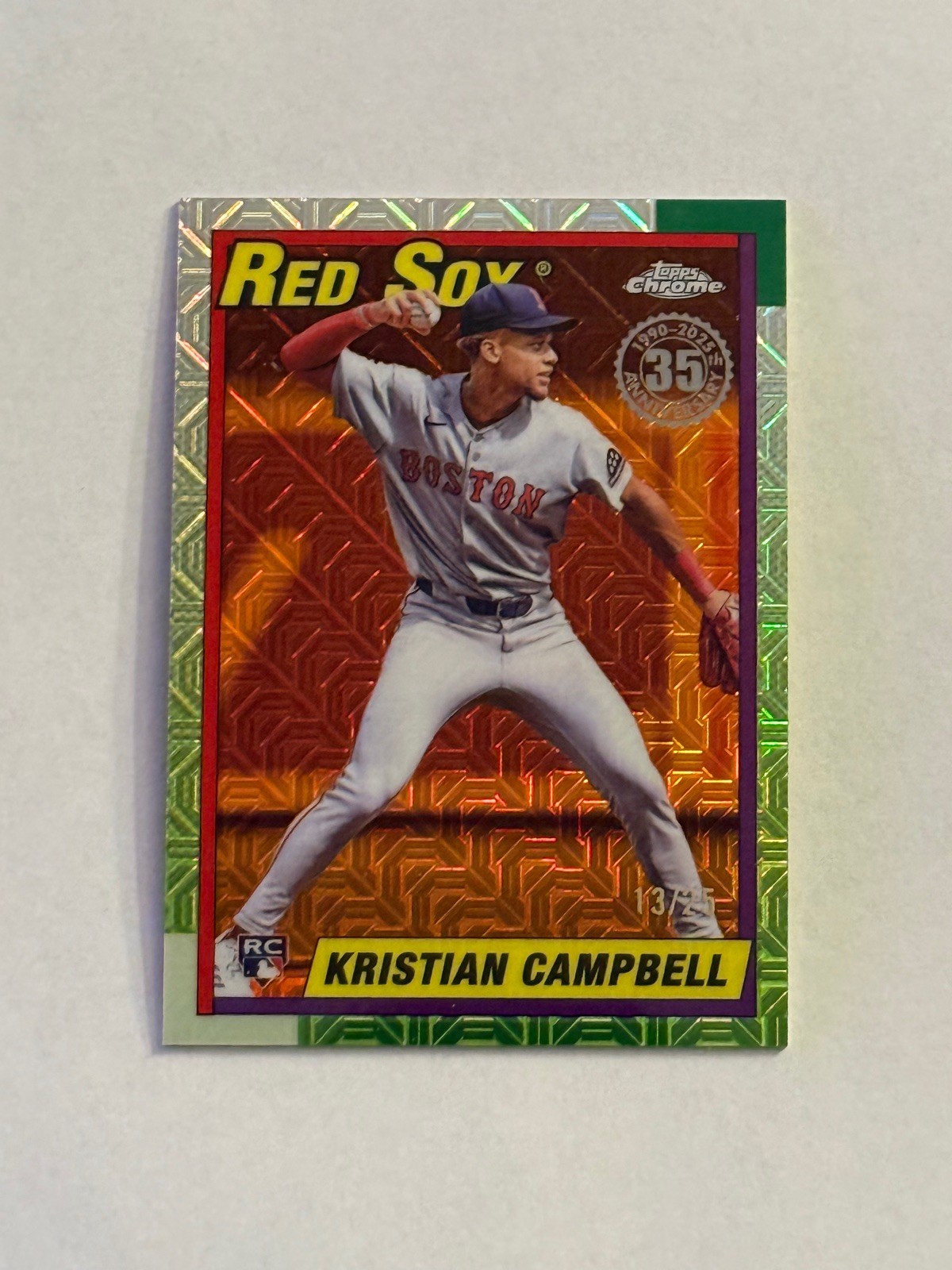 2025 Topps Update Kristian Campbell RC 1990 Topps Silver Pack Orange Mojo /25