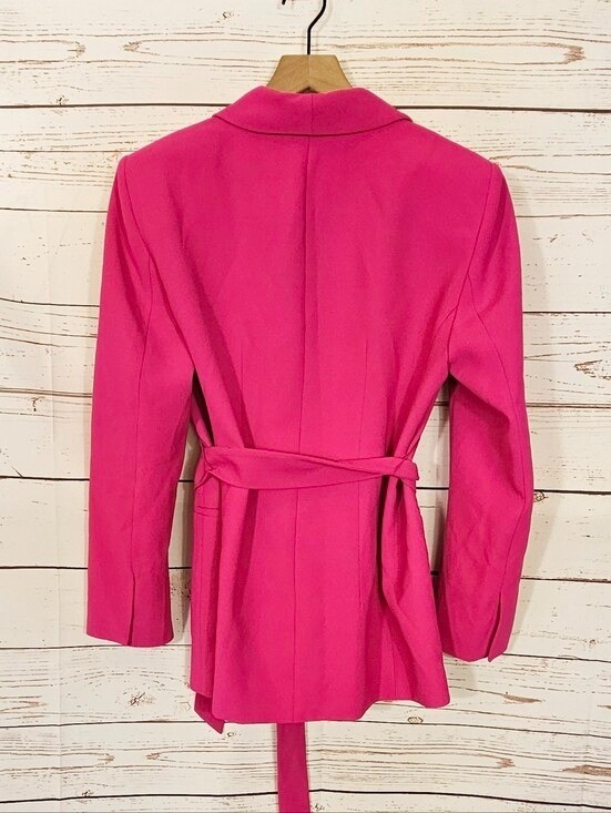 Zara | Fuchsia Belted Tuxedo Collar Blazer image 10
