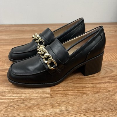 Bandolino Misha 3 Women's Loafers Black Size 10 Chain Detail NEW