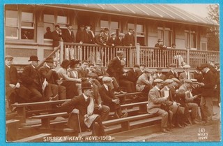 Uncommon RP cricket postcard. Sussex CCC v Kent CCC Hove 1913... Wiles Hove