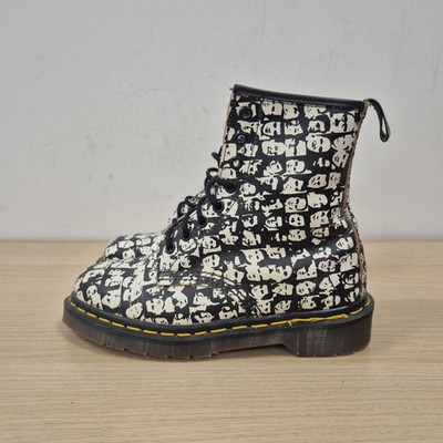 Dr Martens Vintage Andy Warhol Faces 1460 Black Leather England Ankle Boots Uk 4