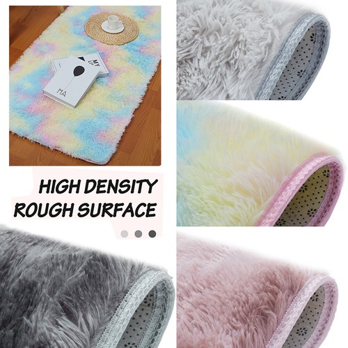 Faux Fur Fluffy Shag Rug Long Pile Non-Skid Furry Carpet in Many Colors + Sizes - Picture 2 of 102