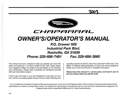 1980-2010 Chaparral Boats OWNER'S MANUALS Parts Lists Instructions - Picture 42 of 244