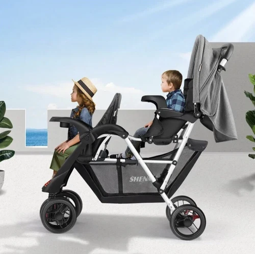 Double Stroller Folding Portable Twin Baby Stroller