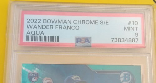 Bowman 2022 cromo zafiro Aqua Wander Franco 9/99 psi 9 - Imagen 3 de 5