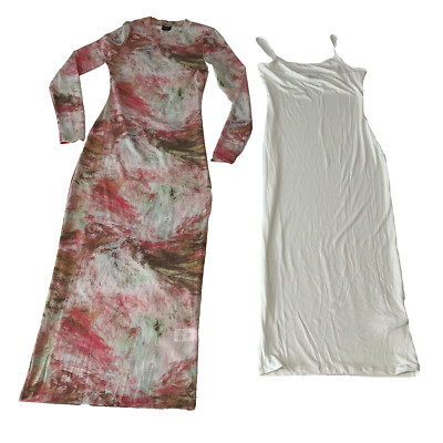 Blanc Clothing Bodycon Long Sheer Dress With Lining Womens Size M Multicolor