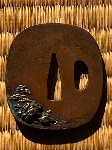 Discount! Samurai antique japanese tsuba Set of 2 pieces of bat and tower Signed - Picture 11 of 12