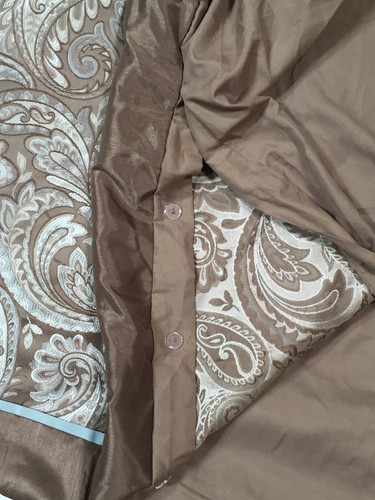 Copripiumino Casa e Giardino 90X 102” Poliestere Broccato Paisley Tortora Scuro Teal - Foto 7 di 9