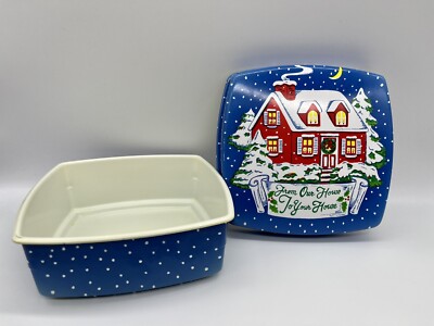 VINTAGE ~ Ullman Plastic Christmas Cookie Candy Tin Storage Box Container