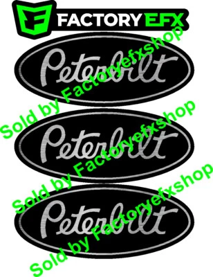 FACTORY EFX 3 Custom Black SS Peterbilt 359 Grille Hood Emblem Decal Triaxle Custom logos