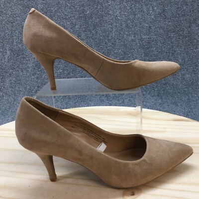 Merona Shoes Womens Slip On Pumps Beige Suede Pointed Toe Stiletto  Heels