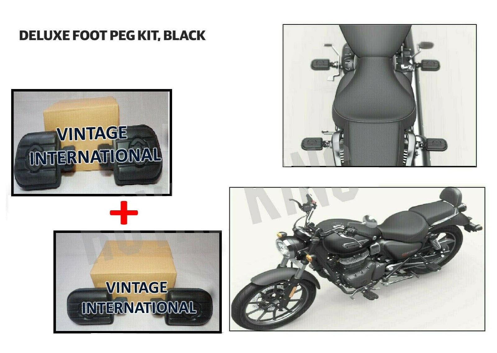 For Royal Enfield Meteor Deluxe Foot Peg Front & Rear Black Rest